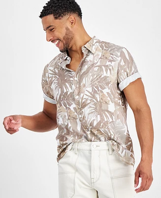 Guess Men's Tropical-Print Short-Sleeve Button-Down Shirt