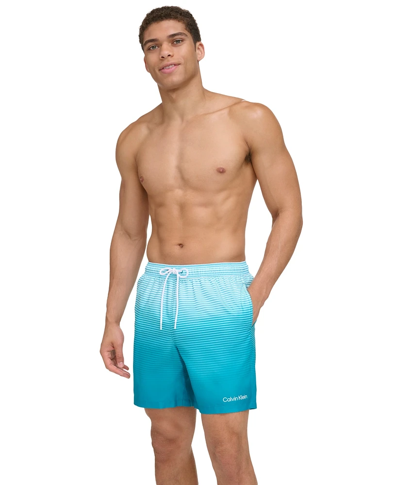 Calvin Klein Men's Gradient Striped 7" Volley Swim Trunks