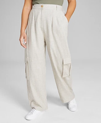 And Now This Women's High-Rise Linen Blend Cargo Pants, Created for Macy's