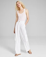 And Now This Women's High-Rise Linen Blend Cargo Pants, Created for Macy's