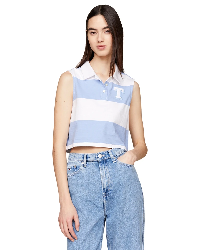 Tommy Jeans Women's Letterman Striped Sleeveless Polo Shirt