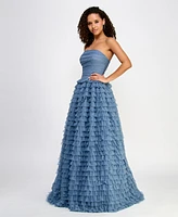 Say Yes Juniors' Multi-Ruffle Sequined Ball Gown, Created for Macy's