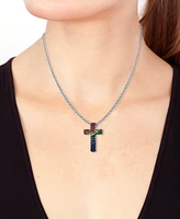 Effy Multi-Gemstone Cross 18" Pendant Necklace (1 ct. t.w.) in Sterling Silver