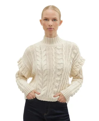 Vero Moda Women's High-Neck Long-Sleeve Ruffle-Trim Sweater