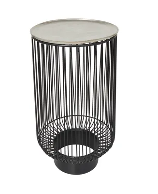 Rosemary Lane 16" x 16" x 22" Aluminum Geometric Open Frame Wire Silver-Tone Aluminum Top Accent Table