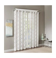 Eden Fretwork Burnout Sheer Window Curtain, white sheer curtains 63 inches long Single Sheer Curtain Panel, Width 50 curtains sheer for Bedroom and Li