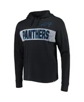 Men's '47 Brand Black Distressed Carolina Panthers Field Franklin Hooded Long Sleeve T-shirt