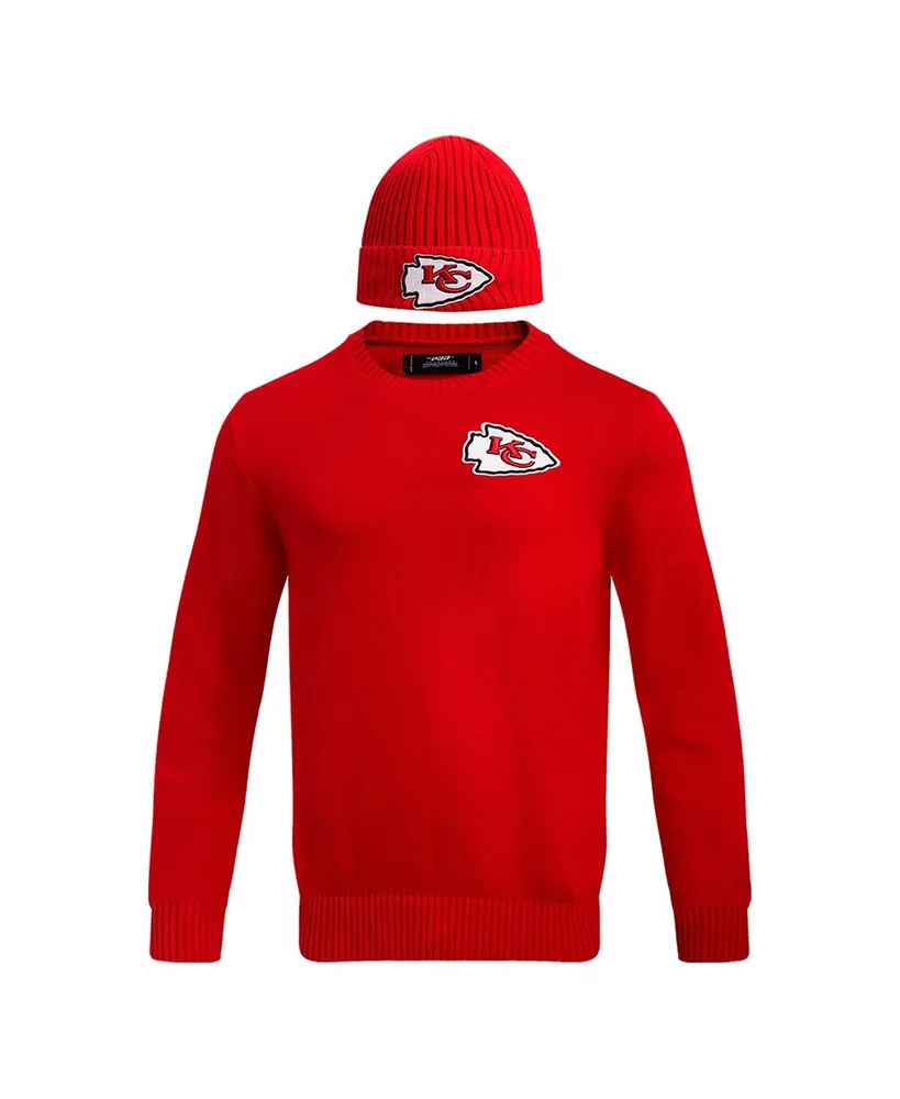 Men's Pro Standard Red Kansas City Chiefs Crewneck Pullover Sweater and Cuffed Knit Hat Box Gift Set