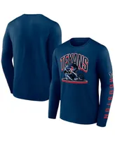 Men's Fanatics Navy Houston Texans Helmet Platform Long Sleeve T-shirt