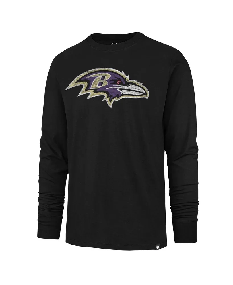 Men's '47 Brand Black Distressed Baltimore Ravens Premier Franklin Long Sleeve T-shirt