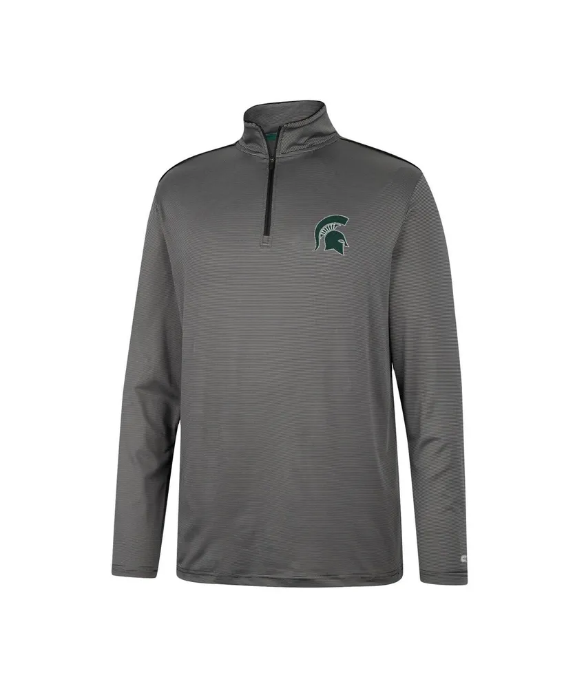 Men's Colosseum Charcoal Michigan State Spartans Logo Quarter-Zip Windshirt