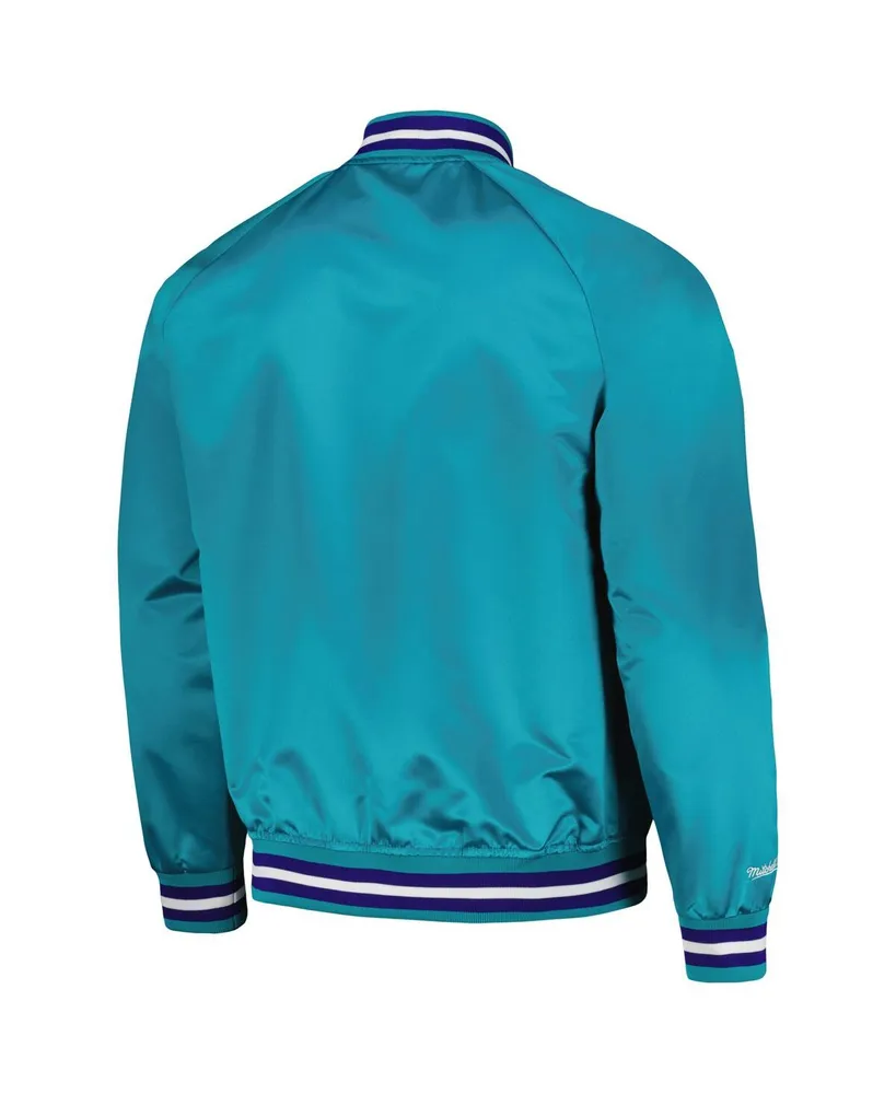 Men's Mitchell & Ness Teal Charlotte Hornets Hardwood Classics Throwback Wordmark Raglan Full-Snap Jacket