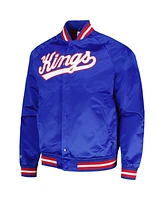 Men's Mitchell & Ness Blue Sacramento Kings Hardwood Classics Throwback Wordmark Raglan Full-Snap Jacket