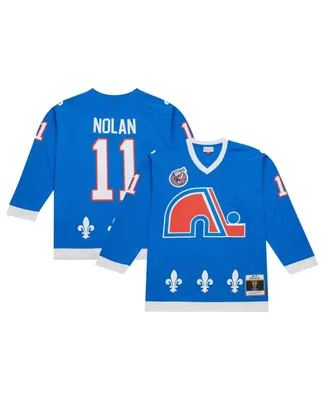 Men's Mitchell & Ness Owen Nolan Blue Quebec Nordiques 1992/93 Line Player Jersey