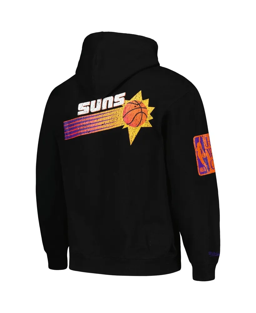 Men's Mitchell & Ness Black Distressed Phoenix Suns Hardwood Classics Og 2.0 Pullover Hoodie