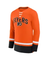 Men's Fanatics Orange Philadelphia Flyers Back Pass Lace-Up Long Sleeve T-shirt