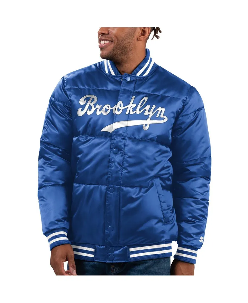 Starter Men's Starter Royal Brooklyn Dodgers Cooperstown Collection Bronx Satin  Full-Snap Varsity Bomber Jacket