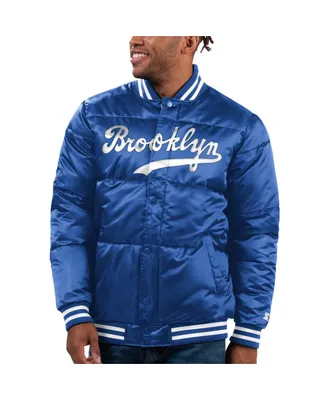 Men's Starter Royal Brooklyn Dodgers Cooperstown Collection Bronx Satin Full-Snap Varsity Bomber Jacket