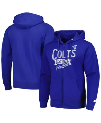 Men's Starter Royal Distressed Indianapolis Colts Gridiron Classics Post Season Full-Zip Hoodie