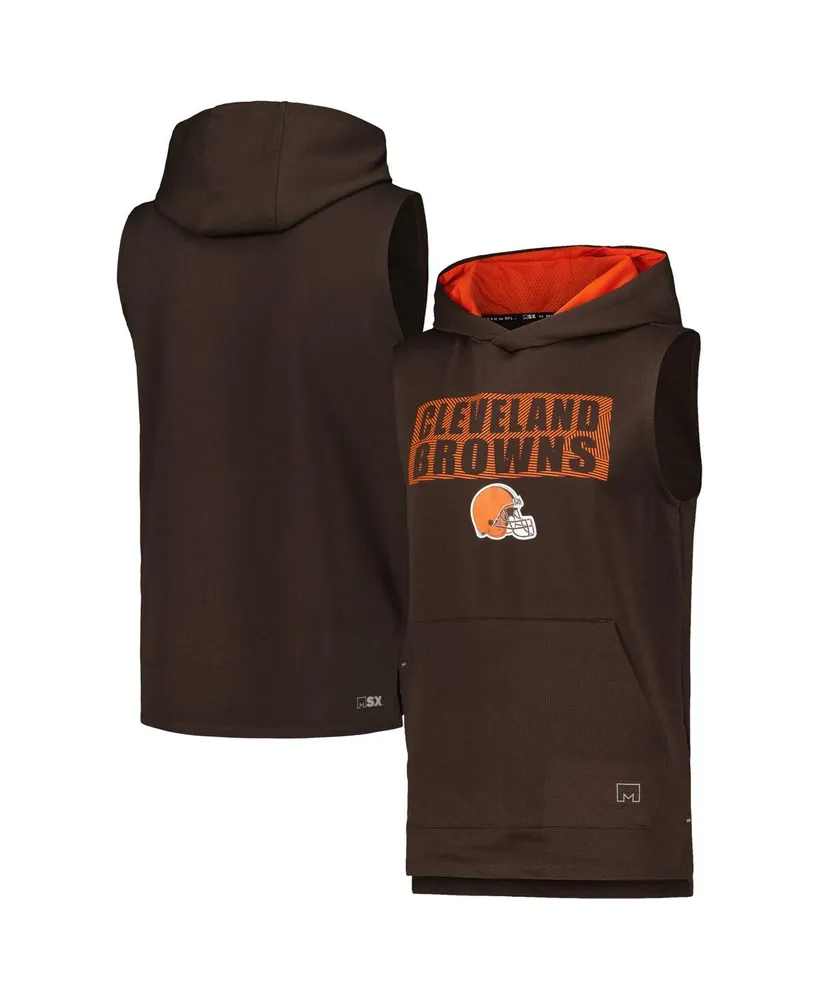 Men's Msx by Michael Strahan Brown Cleveland Browns Marathon Sleeveless Pullover Hoodie