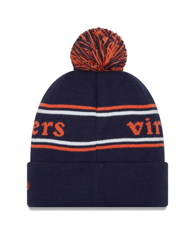 Men's New Era Navy Virginia Cavaliers Marquee Cuffed Knit Hat with Pom