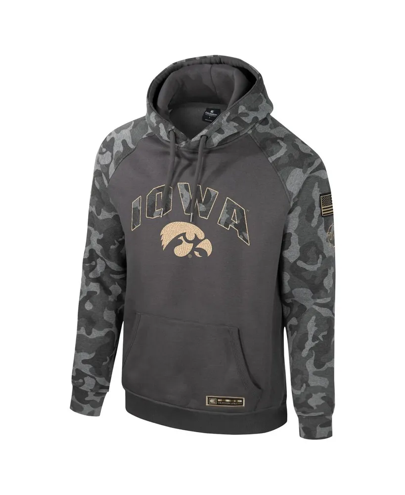 Men's Colosseum Charcoal Iowa Hawkeyes Oht Military-Inspired Appreciation Camo Raglan Pullover Hoodie