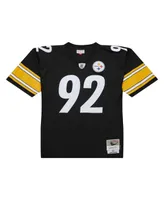 Men's Mitchell & Ness James Harrison Black Distressed Pittsburgh Steelers Legacy Replica Jersey