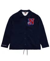 Men's Mitchell & Ness Navy New Jersey Nets Hardwood Classics Coaches Full-Snap Jacket