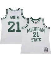 Men's Mitchell & Ness Steve Smith White Michigan State Spartans 125th Basketball Anniversary 1990 Throwback Fashion Jersey