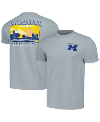 Men's Gray Michigan Wolverines Campus Scene Comfort Colors T-shirt