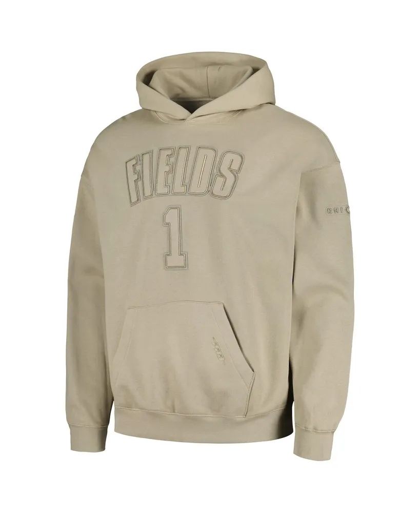 Men's Pro Standard Justin Fields Tan Chicago Bears Player Name and Number Pullover Hoodie