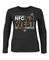 Women's Fanatics Black San Francisco 49ers 2023 Nfc West Division Champions Plus Conquer Long Sleeve Scoop Neck T-shirt