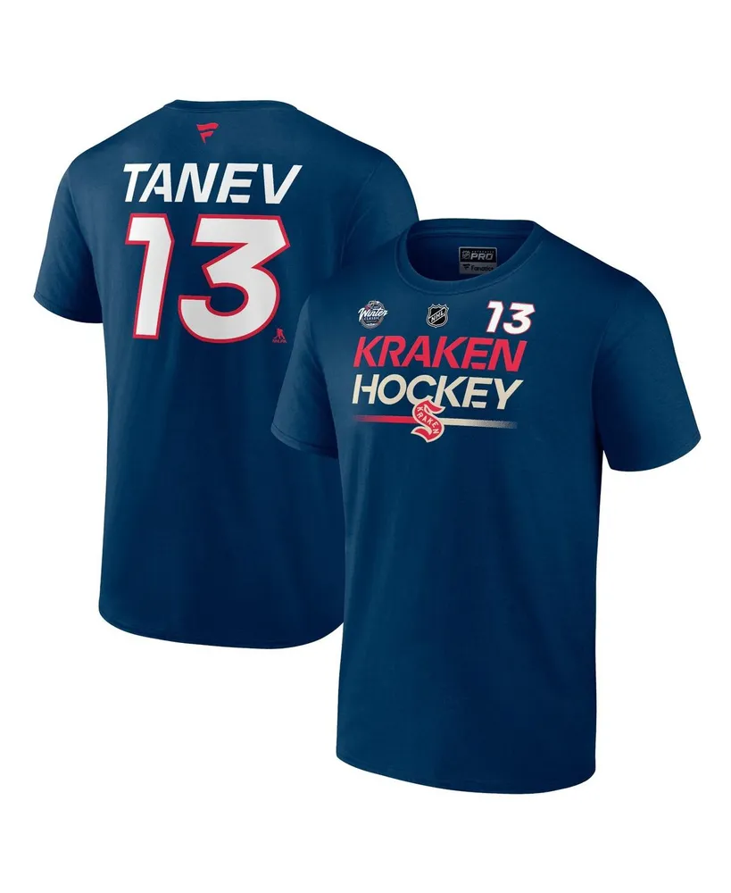 Men's Fanatics Brandon Tanev Deep Sea Blue Seattle Kraken 2024 Nhl Winter Classic Authentic Pro Name and Number T-shirt