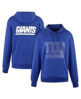 Women's Cuce Royal New York Giants Rhinestone Logo Wordmark Pullover Hoodie