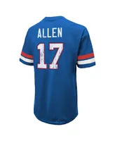 Men's Majestic Threads Josh Allen Royal Distressed Buffalo Bills Name and Number Oversize Fit T-shirt