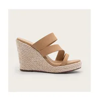 Kaanas Monarch Strappy Leather Espadrille Wedge