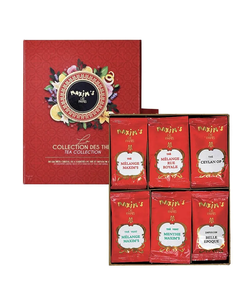 Maxim's De Paris Gift Box Tea Sampler Assortment of 6 Gourmet Teas