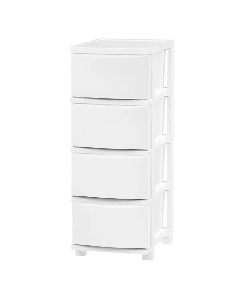 Iris Usa 4 Slim Drawer Storage, Organizer Unit for Bedroom, Closet, Kitchen, Bathroom, Laundry Room, Dorm, White Frame with Matte White Front Panels,