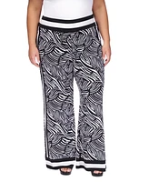 Michael Kors Plus Zebra-Print Striped-Border Pants