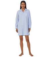 Lauren Ralph Women's Long-Sleeve Roll-Tab His Shirt Sleepshirt