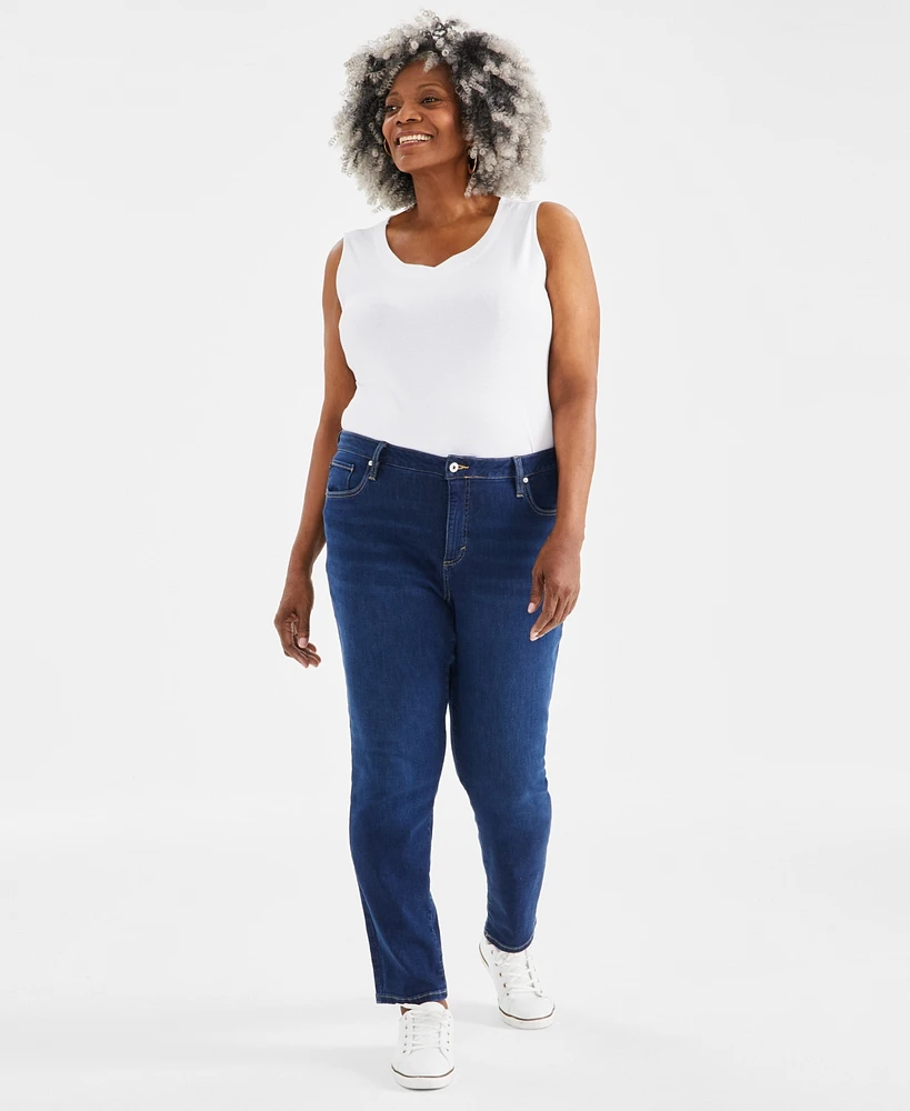 Style & Co Plus Size Mid-Rise Slim-Leg Stretch Jeans