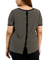 Anne Klein Plus Size Button-Back Short-Sleeve Top