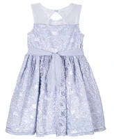 Pink & Violet Little Girls Mesh Sweetheart Illusion Lace Dress