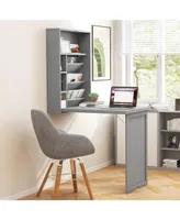 Wall Mounted Fold-Out Convertible Floating Desk Space Saver