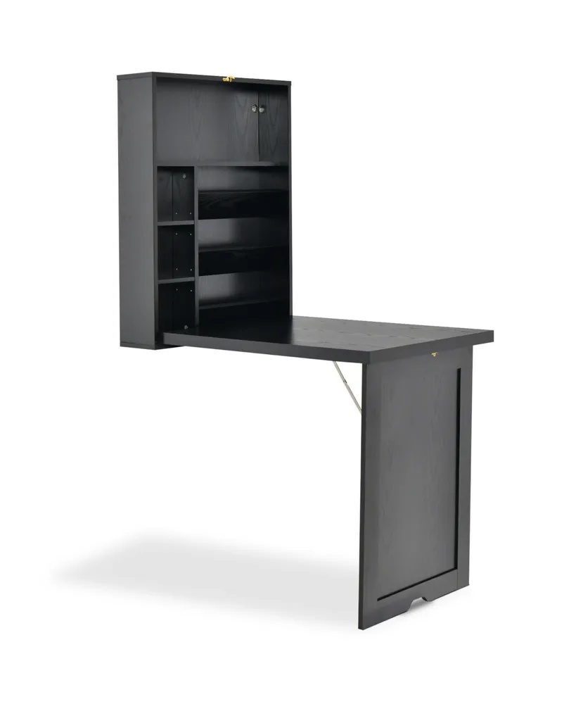 Wall Mounted Fold-Out Convertible Floating Desk Space Saver