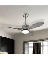 48 Inch Wood Ceiling Fan with Led Lights and 6 Speed Levels