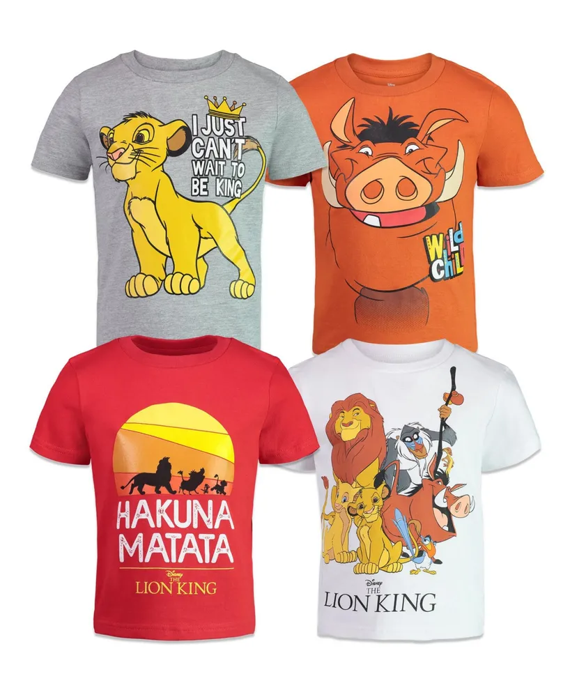 Disney Lion King Simba Pumbaa Nala Boys 4 Pack Graphic T-Shirts Toddler| Child