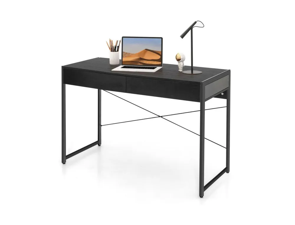 2-Drawer Home Office Desk with Steel Frame