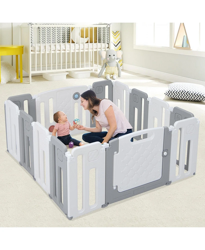 14 Panels Kids Safety Activity Play Center with Drawing Board