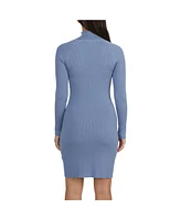 Ellen Tracy Women's Rib Sweater Dress with a Snap Detail